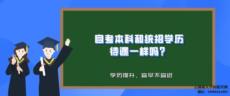 自考本科和统招学历待遇一样吗 云南学历提升报名中心